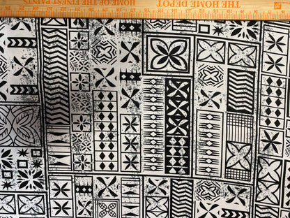 Polynesian Elegance: 36" Polyester Fabric with Poly Cotton Feel– Tribal and Floral Fusion  Tapa Block Print- Made In Thailand - Low Price 2  | Gtex Fabrics