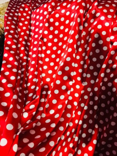Polka Dot Tablecloth Drapery Apparel Fabric, Printed Charmeuse Satin 60" 100% Polyester Sold By The Yard | Gtex Fabrics