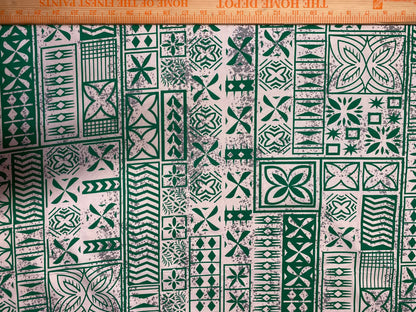 Polynesian Elegance: 36" Polyester Fabric with Poly Cotton Feel– Tribal and Floral Fusion  Tapa Block Print- Made In Thailand - Low Price 2  | Gtex Fabrics