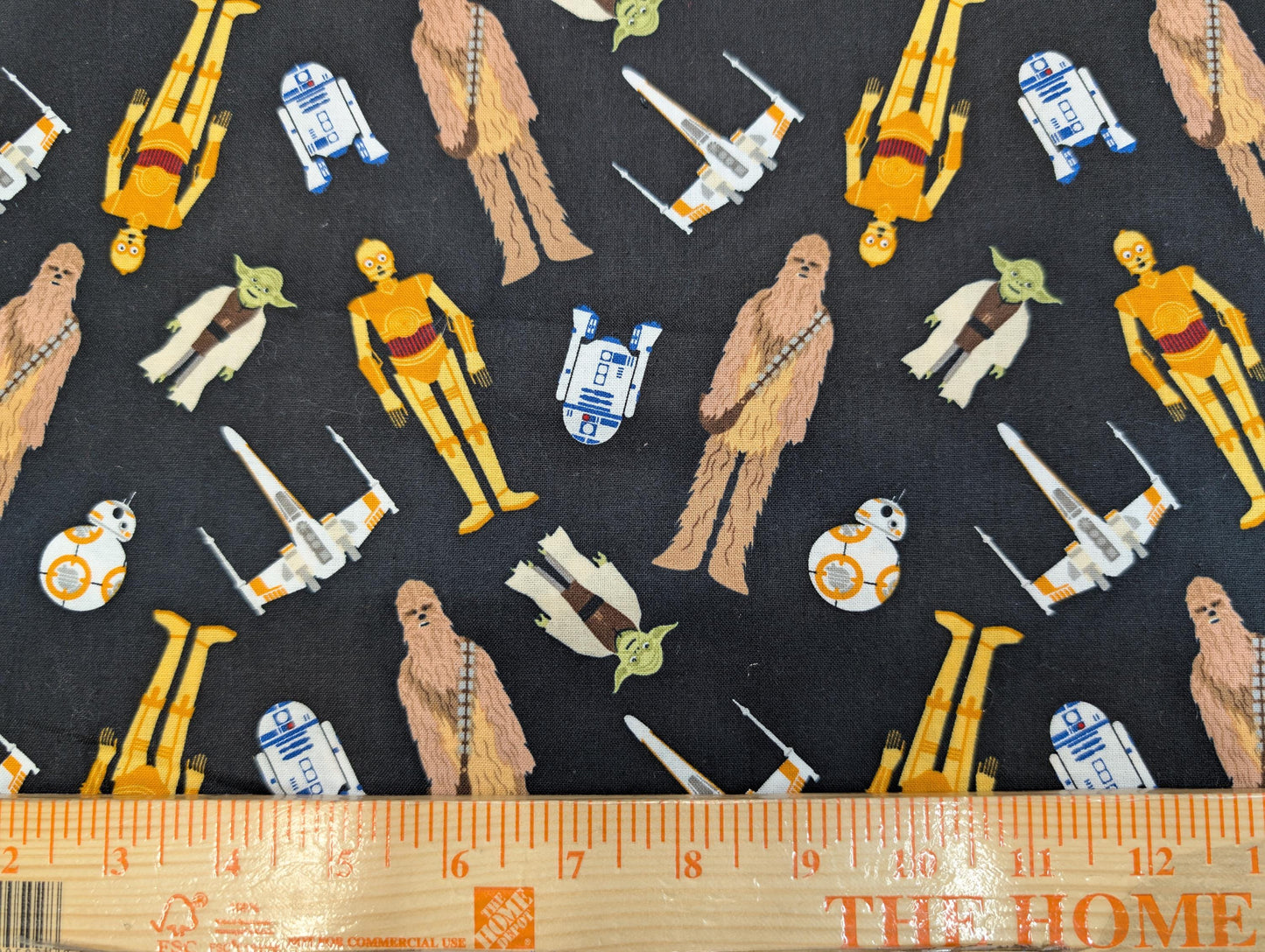 Disney Star Wars Tossed in Space YODA R2D2 C-3PO CHEWBACCA 100% Cotton Quilting High Quality Vintage Rare Fabric by The Yard | Gtex Fabrics
