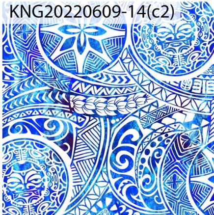 GTEX Collection KNG-14  - Polynesian Fabric -Digital Tribal Tattoo, Island Fabric - Sold by the Yard - FDY Peachskin Fabric 58" - New Design | Gtex Fabrics