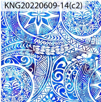 GTEX Collection KNG-14  - Polynesian Fabric -Digital Tribal Tattoo, Island Fabric - Sold by the Yard - FDY Peachskin Fabric 58" - New Design | Gtex Fabrics