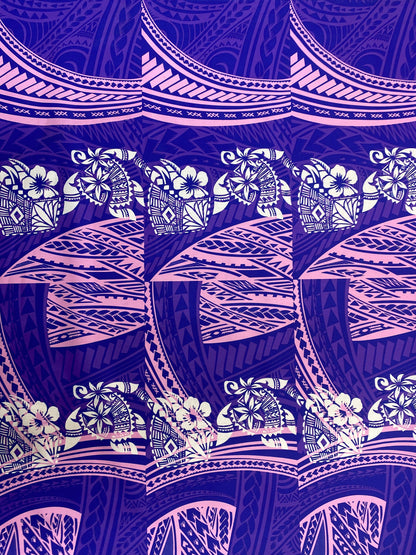 GTEX Collection - New Digital Tribal Tattoo Design with Hibiscus Flowers -Island Fabric - Sold by the Yard - Poly Cotton Fabric 45" | Gtex Fabrics