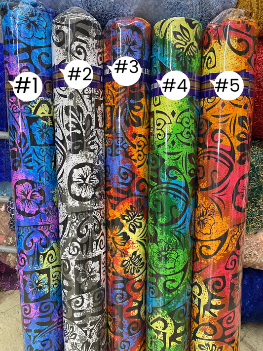 NEW! Polynesian Elegance: 36" Polyester Fabric with Poly Cotton Feel– Tribal and Floral Fusion- Made In Thailand - Low Price - Wholesale " | Gtex Fabrics