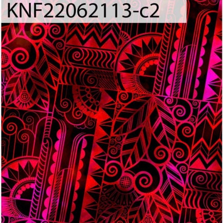 GTEX Collection KNF-13 - Polynesian Fabric -Digital Tribal Tattoo, Island Fabric - Sold by the Yard - FDY Peachskin Fabric 58" - New Design  | Gtex Fabrics