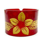 New Plumeria Floral Carved Acrylic Cuff Bracelets Bangles – Polynesian Island Tribal Jewelry – 2.75″ Diameter x 2″ Width | Gtex Fabrics