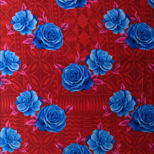 Polynesian Rose Geometric design | New Fabric - Abstract Print Luau All Over Design - Peach Skin Fabric 45" - Peach Skin Fabric- by the Yard 58" Wide - New Design - Island Fabric 108 | Gtex Fabrics