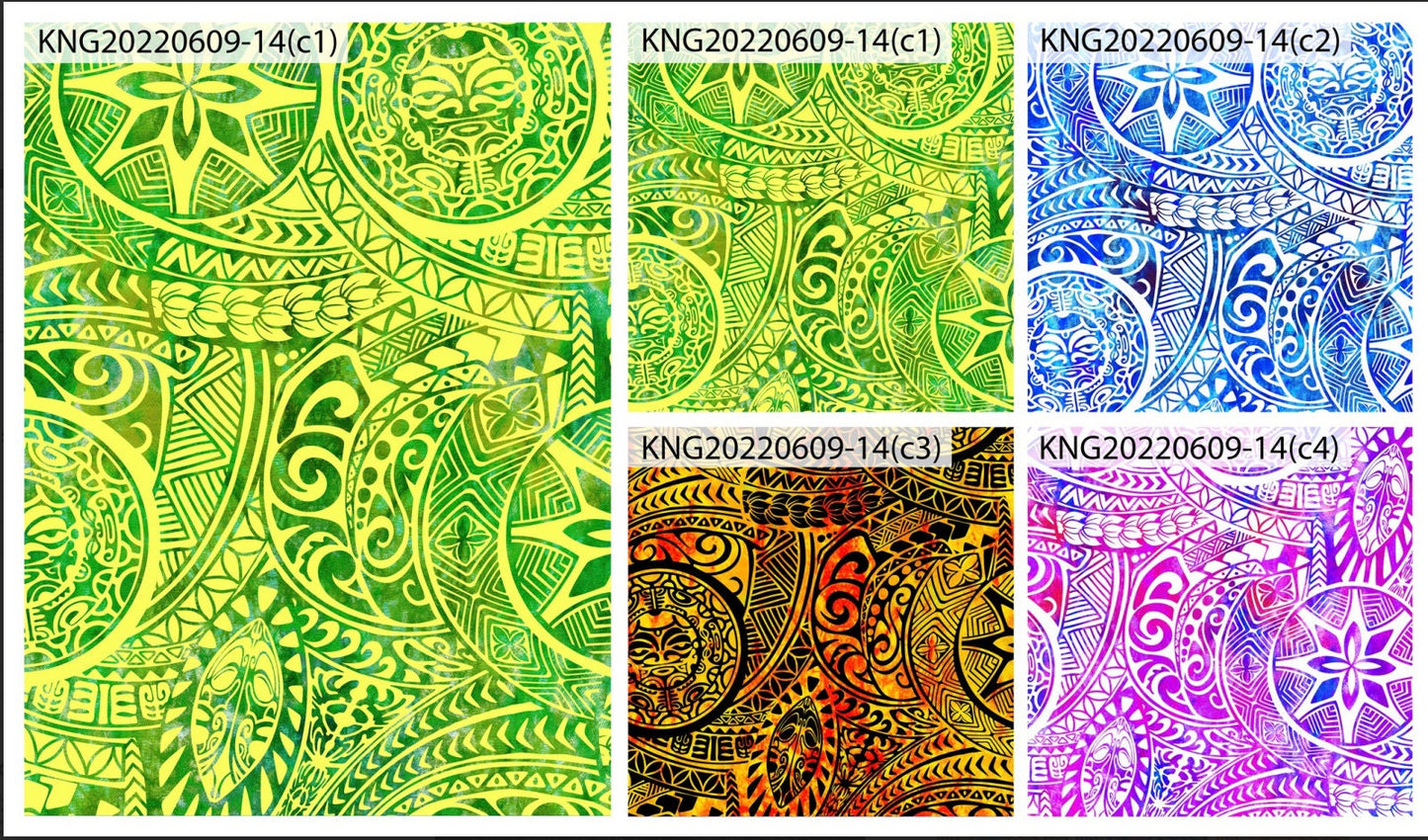 GTEX Collection KNG-14  - Polynesian Fabric -Digital Tribal Tattoo, Island Fabric - Sold by the Yard - FDY Peachskin Fabric 58" - New Design | Gtex Fabrics