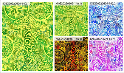 GTEX Collection KNG-14  - Polynesian Fabric -Digital Tribal Tattoo, Island Fabric - Sold by the Yard - FDY Peachskin Fabric 58" - New Design | Gtex Fabrics