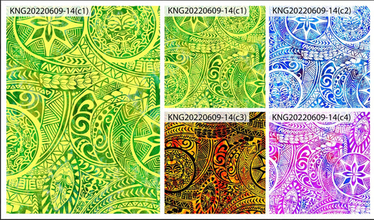 GTEX Collection KNG-14  - Polynesian Fabric -Digital Tribal Tattoo, Island Fabric - Sold by the Yard - FDY Peachskin Fabric 58" - New Design | Gtex Fabrics