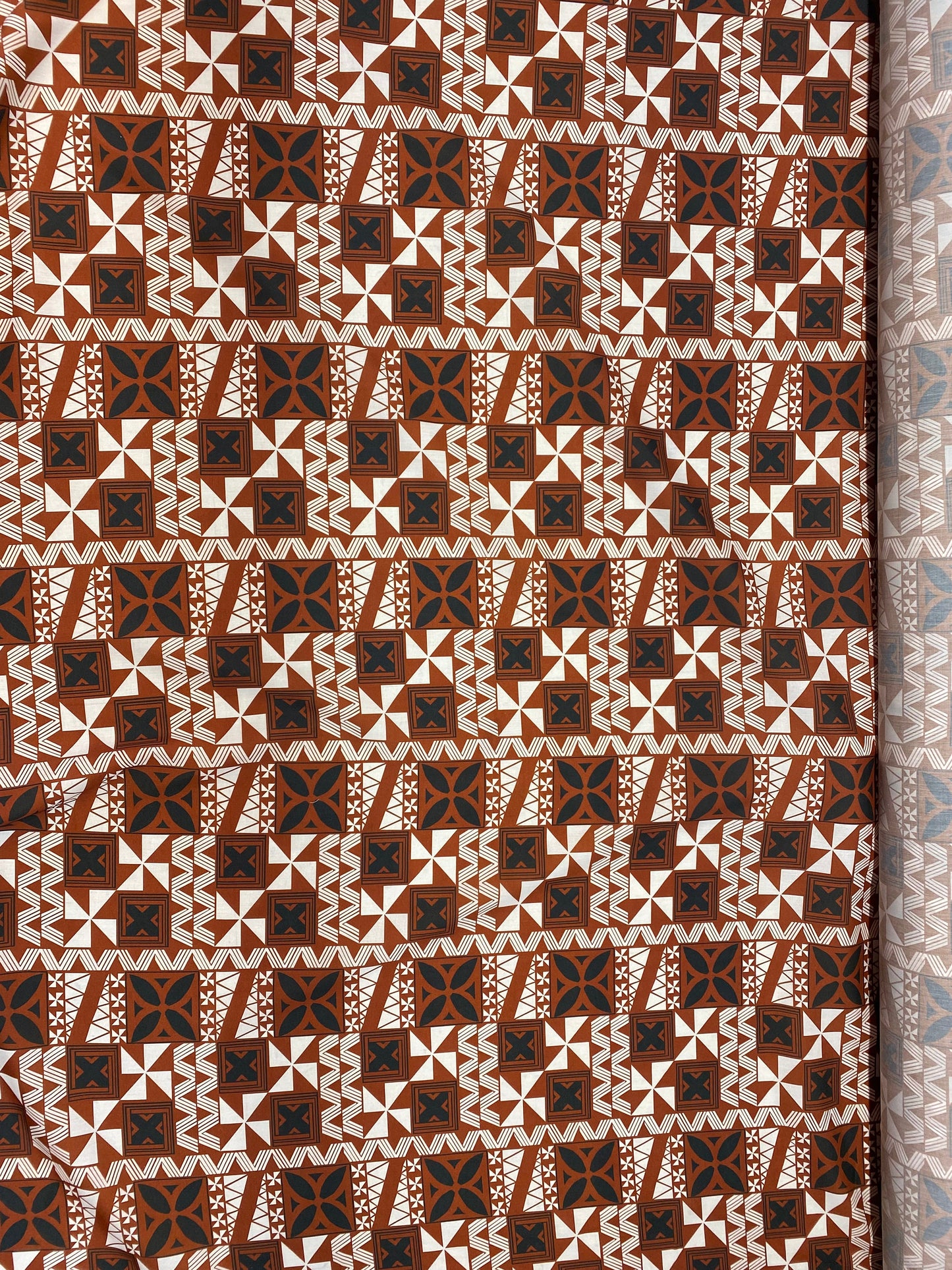 GTEX Collection - Polynesian Fabric - Fiji Tapa Block Print Fabric - Sold by the Yard - Poly Cotton Poplin 58" Wide - Soft & Breathable | Gtex Fabrics