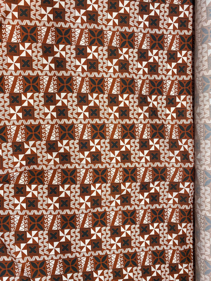 GTEX Collection - Polynesian Fabric - Fiji Tapa Block Print Fabric - Sold by the Yard - Poly Cotton Poplin 58" Wide - Soft & Breathable | Gtex Fabrics