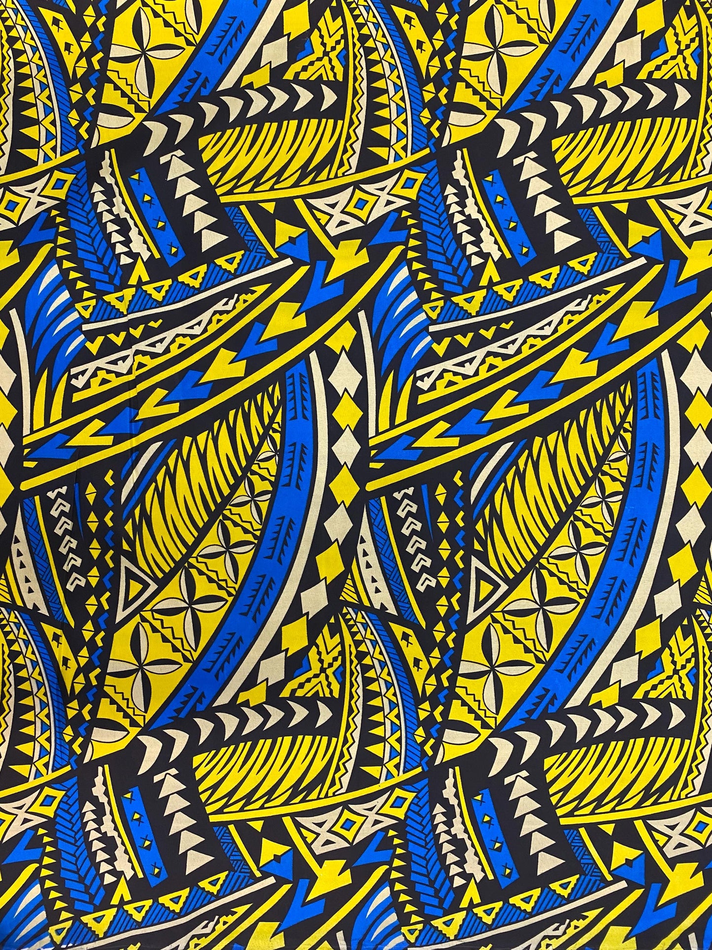 Polynesian Elegance: 36" Polyester Fabric with Poly Cotton Feel– Tribal and Floral Fusion  Tapa Block Print- Made In Thailand - By Roll  | Gtex Fabrics