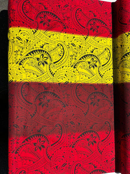 Polynesian Tribal Rasta Fabric – 45” Wide | Lightweight Soft Poly Cotton Feel | Sold by Yard or Roll | Made in Thailand | Island Design | Gtex Fabrics