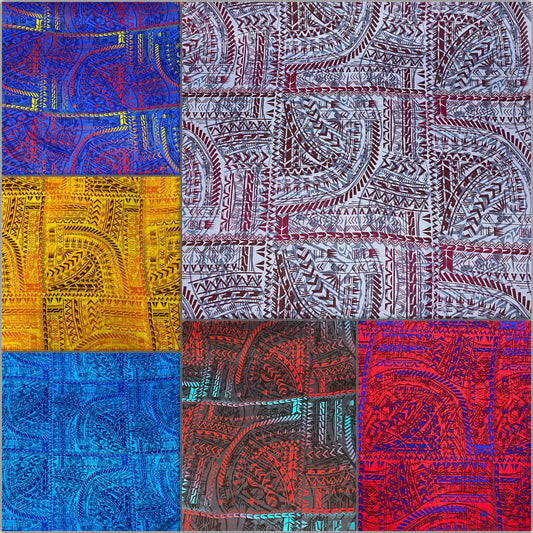 GTEX Collection - Polynesian Fabric - Tribal Elegance - Block Pattern, Island Fabric - Sold by the Yard - 100% Rayon Fabric 45" - New Design | Gtex Fabrics