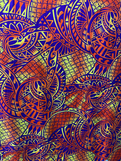 GTEX Collection Tribal Enchantment - Polynesian Fabric - Tribal Tattoo, Island Fabric - Sold by the Yard - Rayon Fabric 45" - New Design | Gtex Fabrics