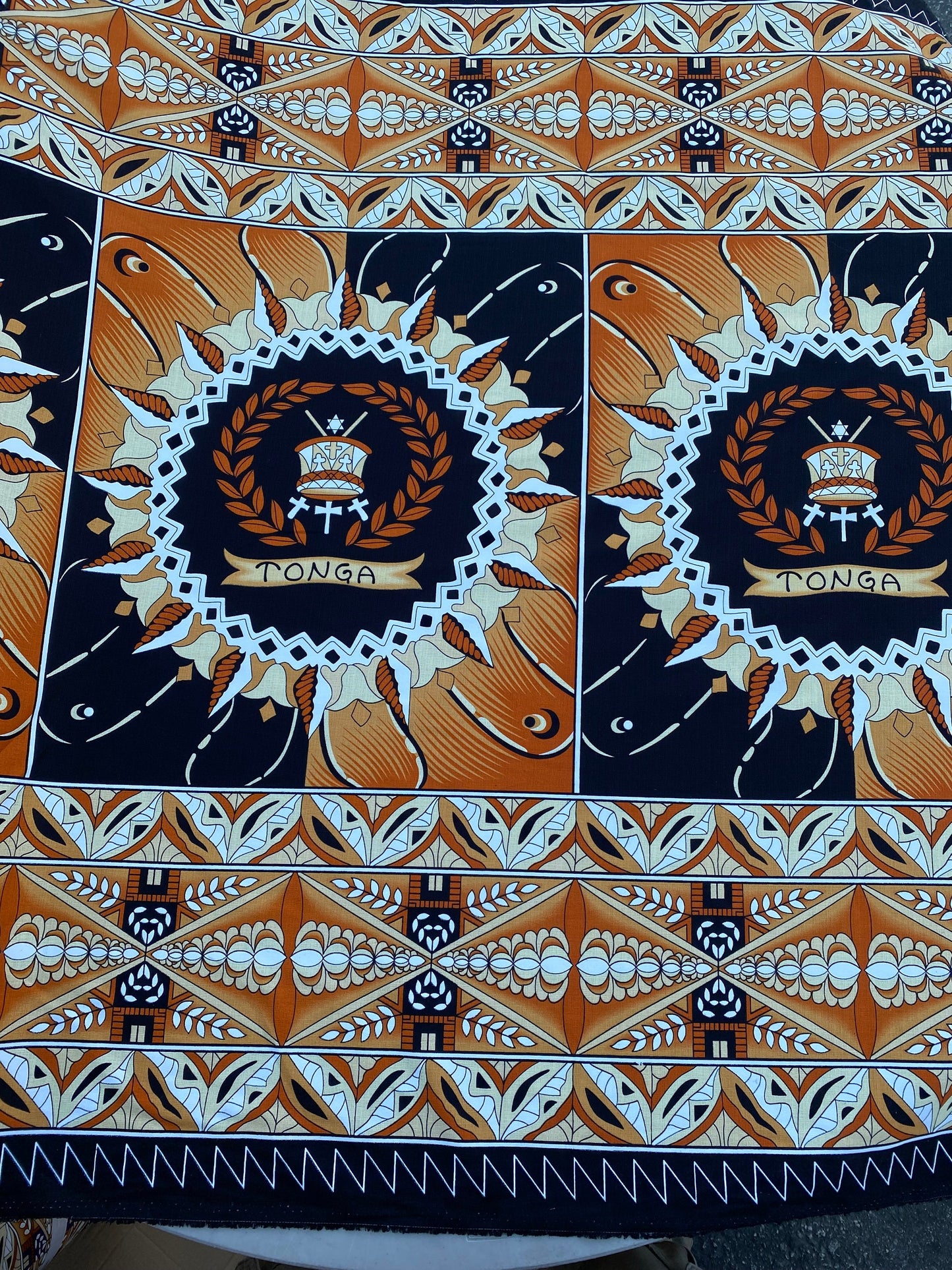 GTEX Collection B500 - Polynesian Tapa Fabric, Island Fabric, High Quality Vibrant New Design, Tonga Island Fabric, Seal of Tonga, Tradition | Gtex Fabrics