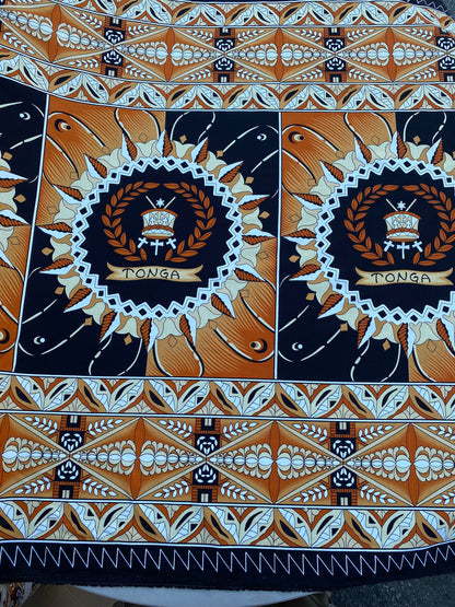 GTEX Collection B500 - Polynesian Tapa Fabric, Island Fabric, High Quality Vibrant New Design, Tonga Island Fabric, Seal of Tonga, Tradition | Gtex Fabrics