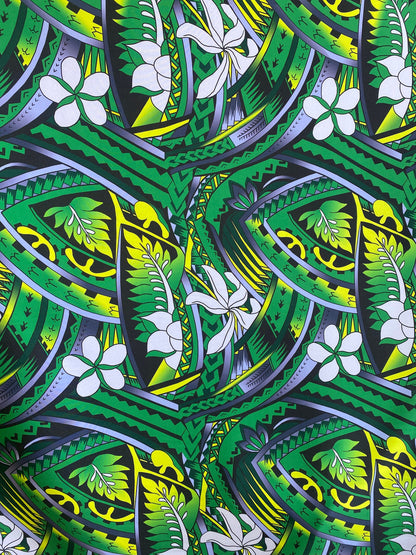 New Tropical Floral and Tribal Polynesian Fabric - Peach Skin Fabric- by the Yard 58" Wide - New Design - Island Fabric 105  | Gtex Fabrics