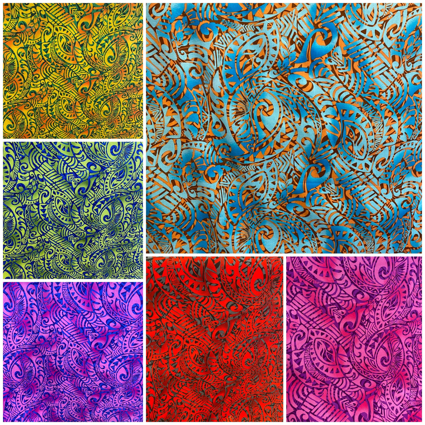 GTEX Collection Tribal Elegance - Polynesian Fabric - Tribal Tattoo, Island Fabric - Sold by the Yard - Rayon Fabric 45" - New Design   | Gtex Fabrics