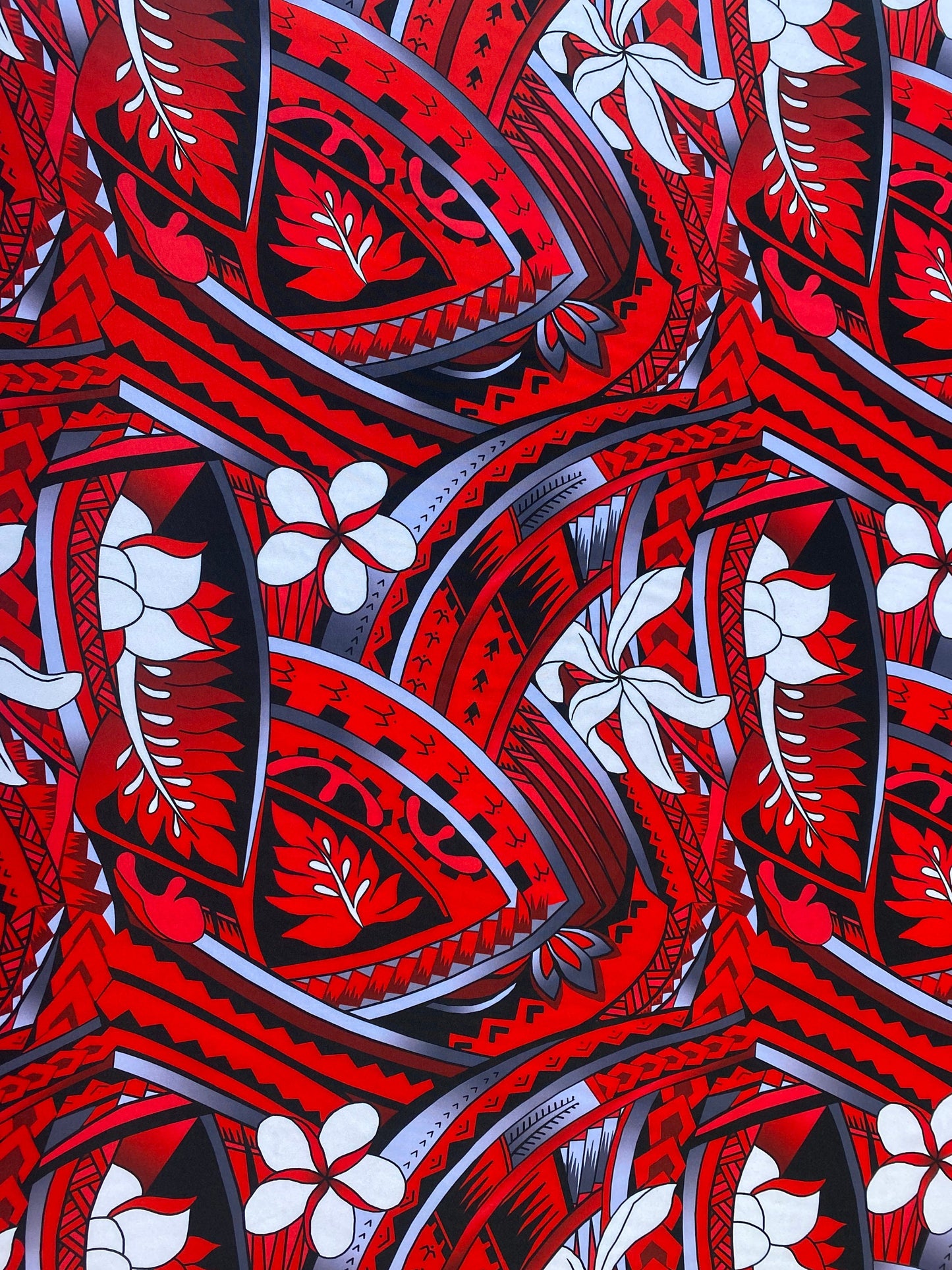 New Tropical Floral and Tribal Polynesian Fabric - Peach Skin Fabric- by the Yard 58" Wide - New Design - Island Fabric 105  | Gtex Fabrics