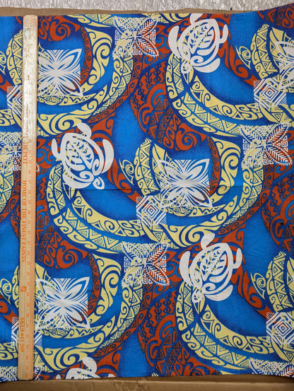 Polynesian Elegance: 36" Polyester Fabric with Poly Cotton Feel– Tribal Print with Vibrant Colors - Made In Thailand | Gtex Fabrics