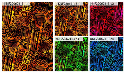 GTEX Collection KNF-13 - Polynesian Fabric -Digital Tribal Tattoo, Island Fabric - Sold by the Yard - FDY Peachskin Fabric 58" - New Design  | Gtex Fabrics