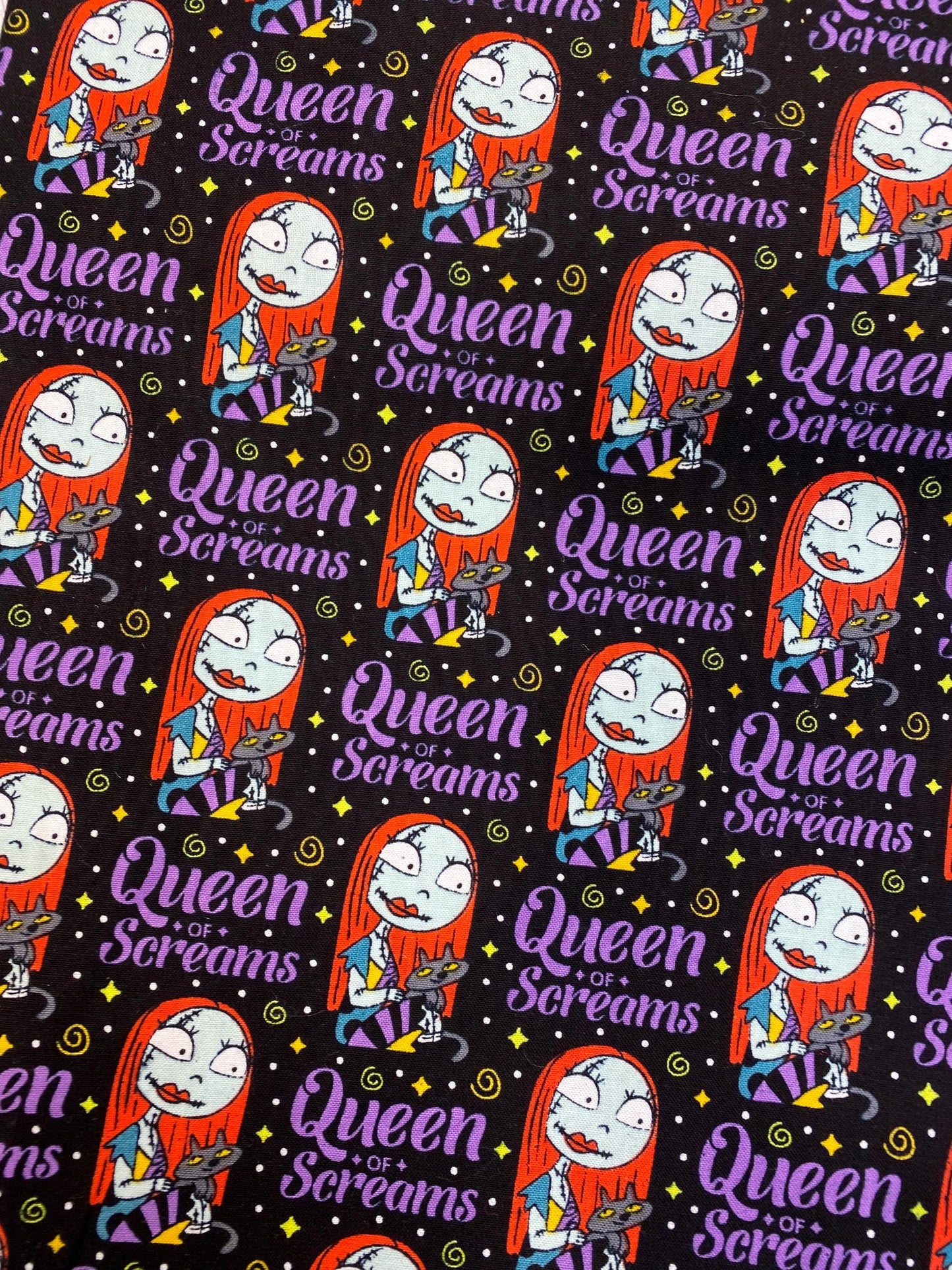 Nightmare Before Christmas Fabric Black Halloween Queen of Screams- Sally 100% Cotton Fabric by the Yard | Gtex Fabrics