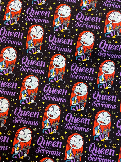 Nightmare Before Christmas Fabric Black Halloween Queen of Screams- Sally 100% Cotton Fabric by the Yard | Gtex Fabrics