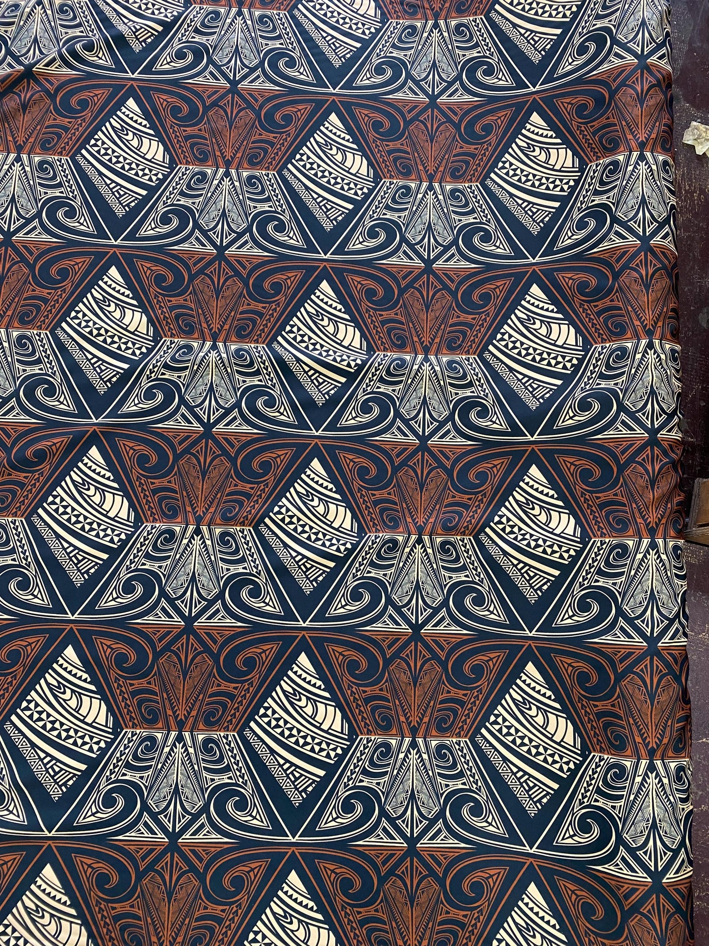 Polynesian Tribal Tattoo Fabric – Brown & Black | Samoan, Tongan, Fijian Islander Print | PeachSkin Material – 58" Wide - Sold By The Yard  | Gtex Fabrics