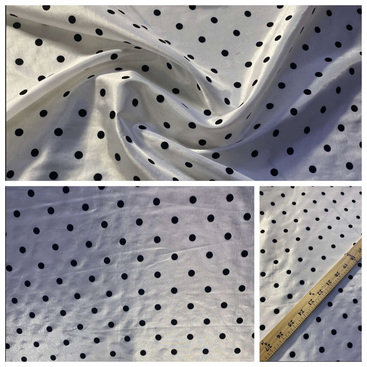 Polka Dot Taffeta Flocked Fabric for Dresses, Home Decor, Apparel, Curtains, ETC by the Yard (58") Soft Textured Polka Dots   | Gtex Fabrics