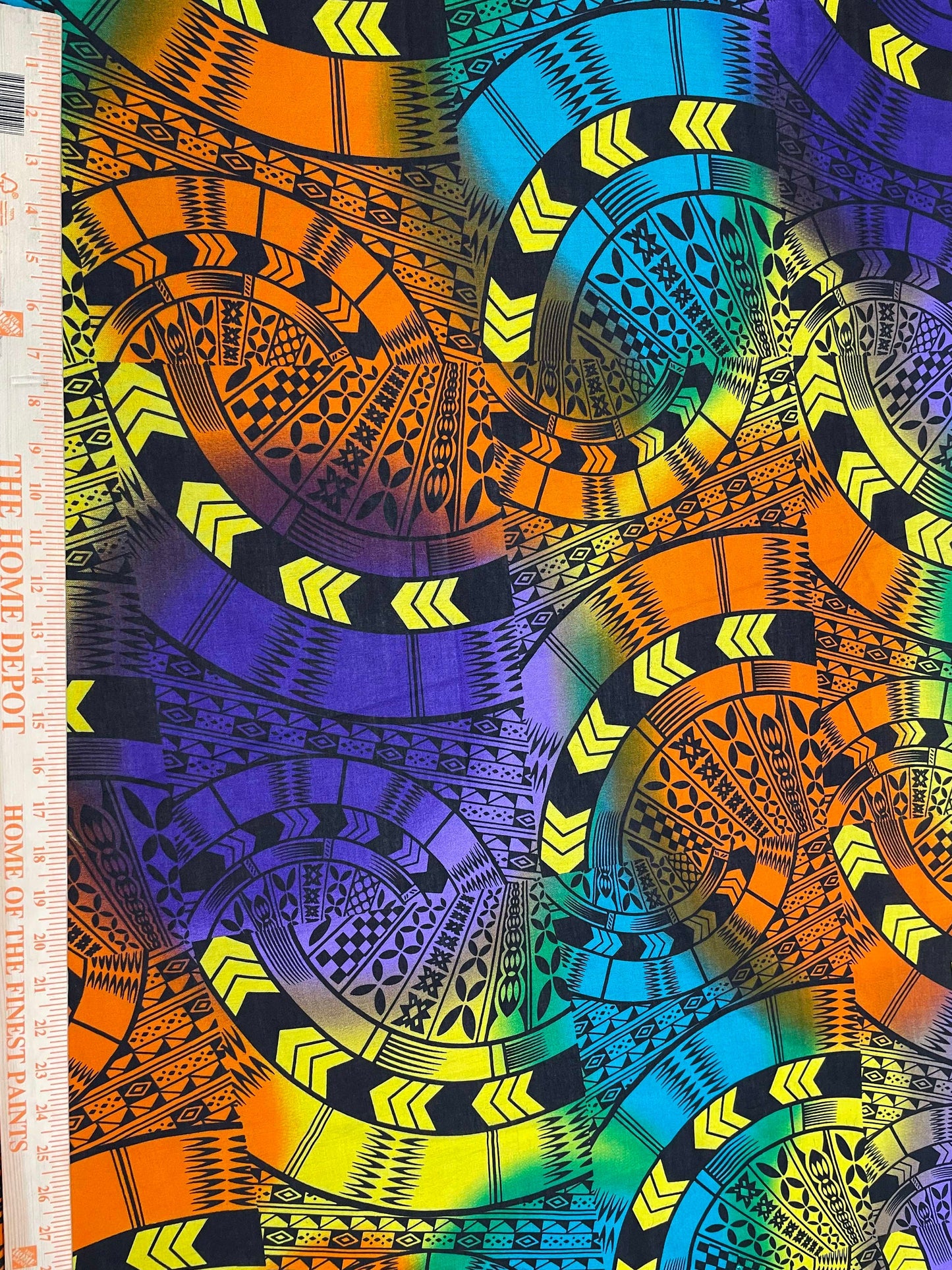 Polynesian Tapa Fabric - Colorful Tribal Hawaiian Cute and Unique Fabric Design - Sold by the Yard - Luxury Rayon Quality 45"  | Gtex Fabrics