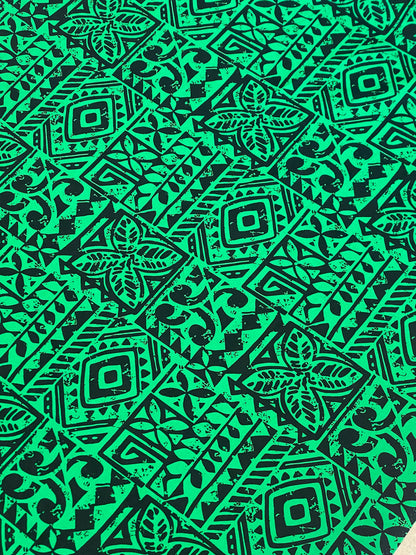 Polynesian Fabric -Tapa Fabric, Block Print, Tribal Tattoo, Samoan, Island Fabric - Sold by the Yard - 100% Cotton Fabric 45" - New Design  | Gtex Fabrics