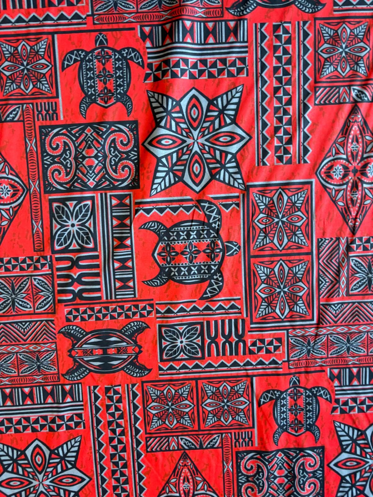 New Fijian Tapa Block Turtle Print Fabric - Polynesian Design - Peach Skin Fabric- by the Yard 58" Wide - Fiji Material  | Gtex Fabrics
