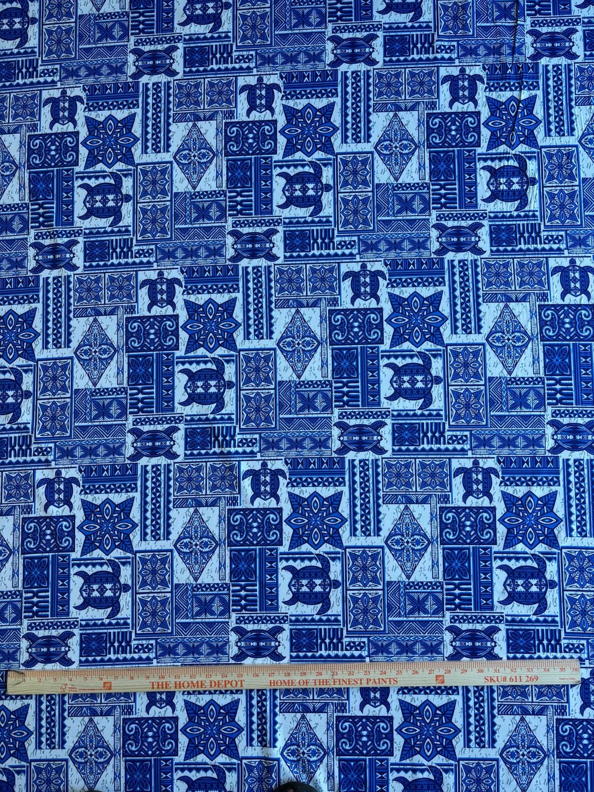 New Fijian Tapa Block Turtle Print Fabric - Polynesian Design - Peach Skin Fabric- by the Yard 58" Wide - Fiji Material  | Gtex Fabrics