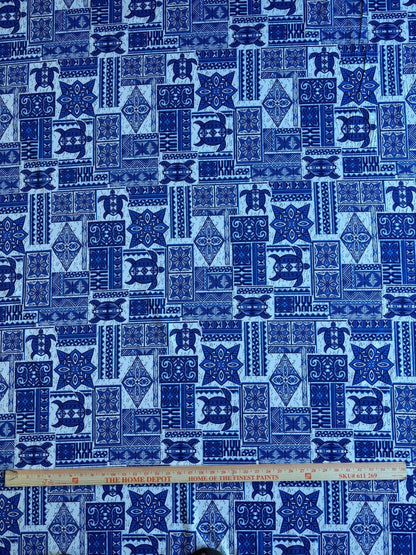 New Fijian Tapa Block Turtle Print Fabric - Polynesian Design - Peach Skin Fabric- by the Yard 58" Wide - Fiji Material  | Gtex Fabrics