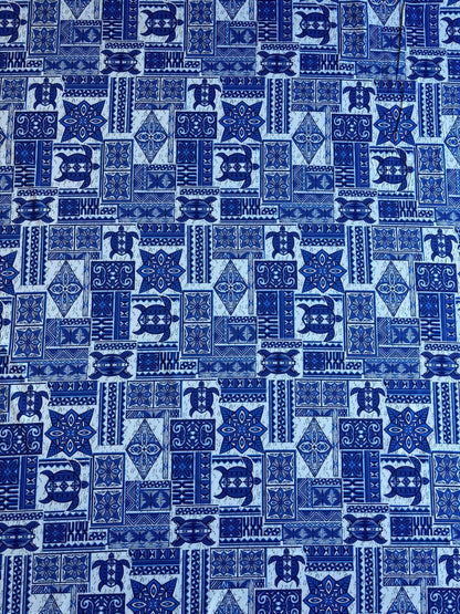 New Fijian Tapa Block Turtle Print Fabric - Polynesian Design - Peach Skin Fabric- by the Yard 58" Wide - Fiji Material  | Gtex Fabrics