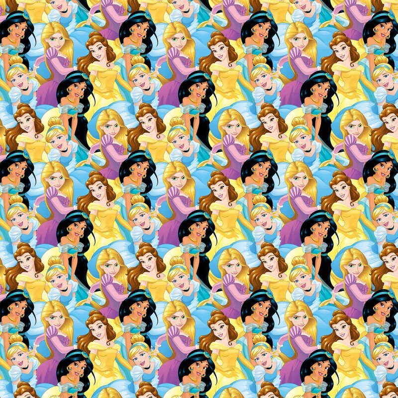 Disney Princess- Ariel, Mulan, Belle, Princess Toss 100% Cotton High Quality HD Design Rare by the Yard | Gtex Fabrics