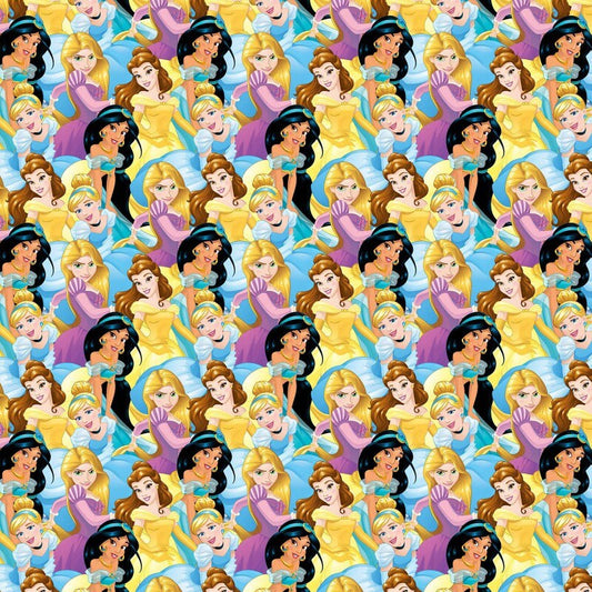 Disney Princess- Ariel, Mulan, Belle, Princess Toss 100% Cotton High Quality HD Design Rare by the Yard | Gtex Fabrics