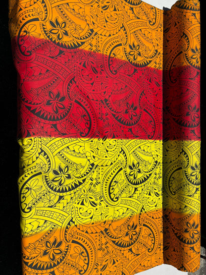 Polynesian Tribal Rasta Fabric – 45” Wide | Lightweight Soft Poly Cotton Feel | Sold by Yard or Roll | Made in Thailand | Island Design | Gtex Fabrics