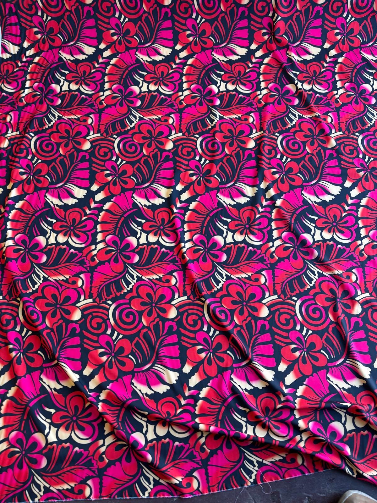 New Polynesian Tribal & Floral Fabric - Islander Design - Peach Skin Fabric- by the Yard 58" Wide -Made in Thailand | Gtex Fabrics