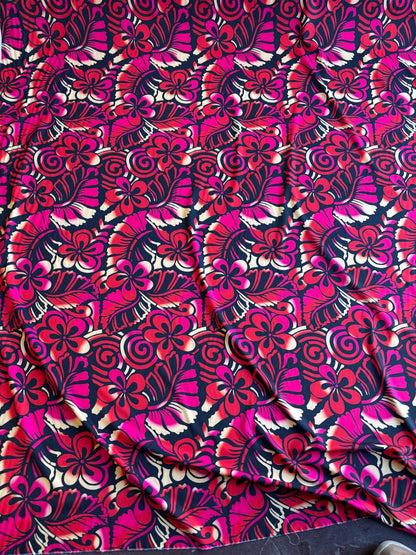 New Polynesian Tribal & Floral Fabric - Islander Design - Peach Skin Fabric- by the Yard 58" Wide -Made in Thailand | Gtex Fabrics
