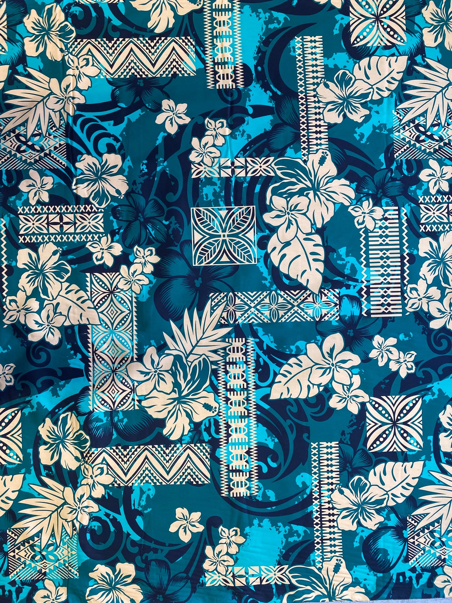 GTEX Collection - Polynesian Fabric -Tribal Tapa Print Floral Design, Island Fabric - Sold by the Yard - 100% Cotton Fabric 45" - New Design | Gtex Fabrics