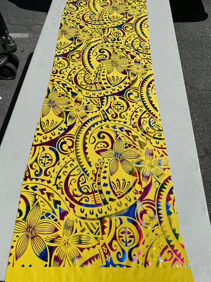 GTEX Collection- Exquisite Traditional Polynesian Tattoo Design | Foil Fabric - Stretch Scuba Fabric - 63" High-Quality Shimmer Design | Gtex Fabrics
