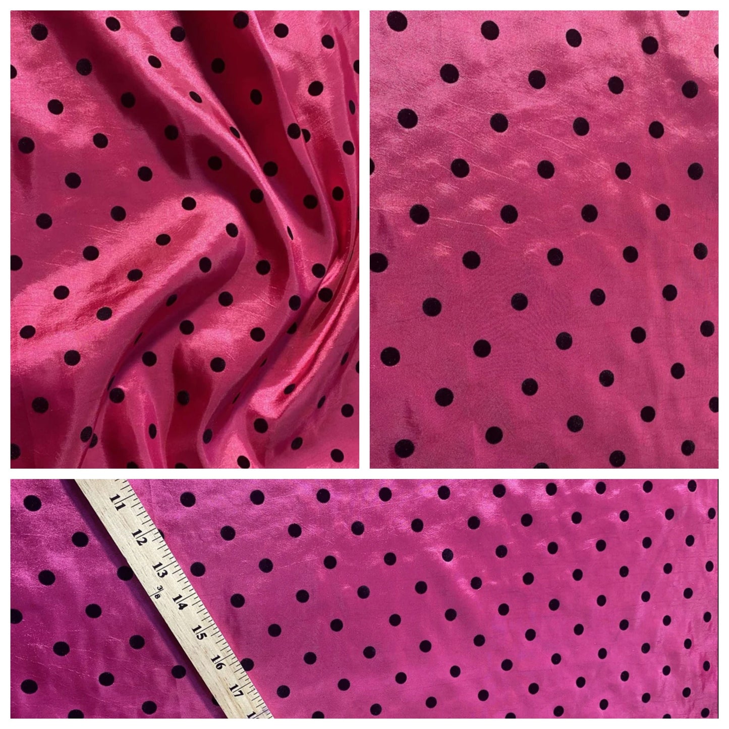 Polka Dot Taffeta Flocked Fabric for Dresses, Home Decor, Apparel, Curtains, ETC by the Yard (58") Soft Textured Polka Dots   | Gtex Fabrics