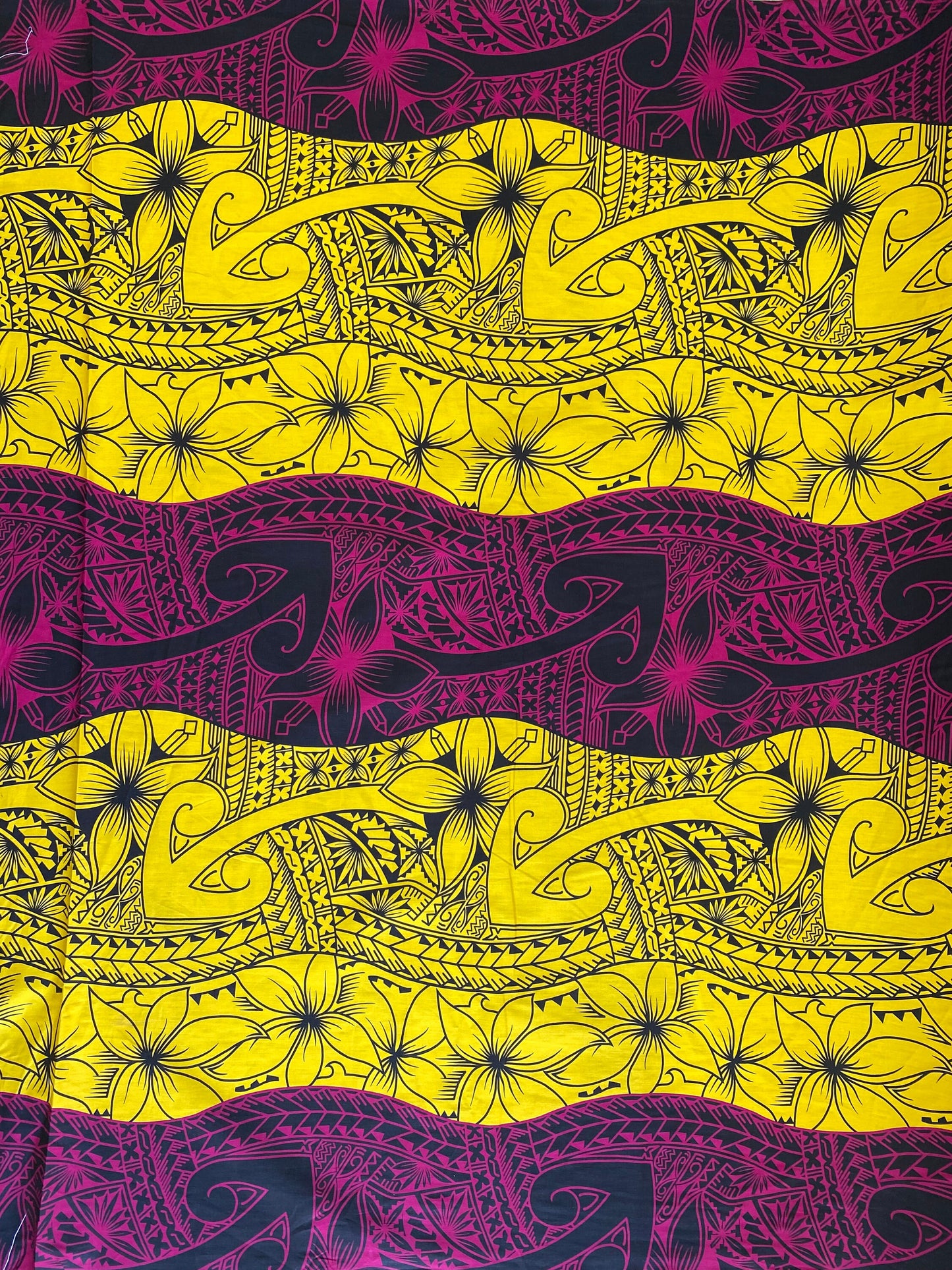 GTEX Collection - Polynesian Fabric -Tribal Tattoo and Floral Design, Island Fabric - Sold by the Yard - 100% Cotton Fabric 45" - New Design  | Gtex Fabrics