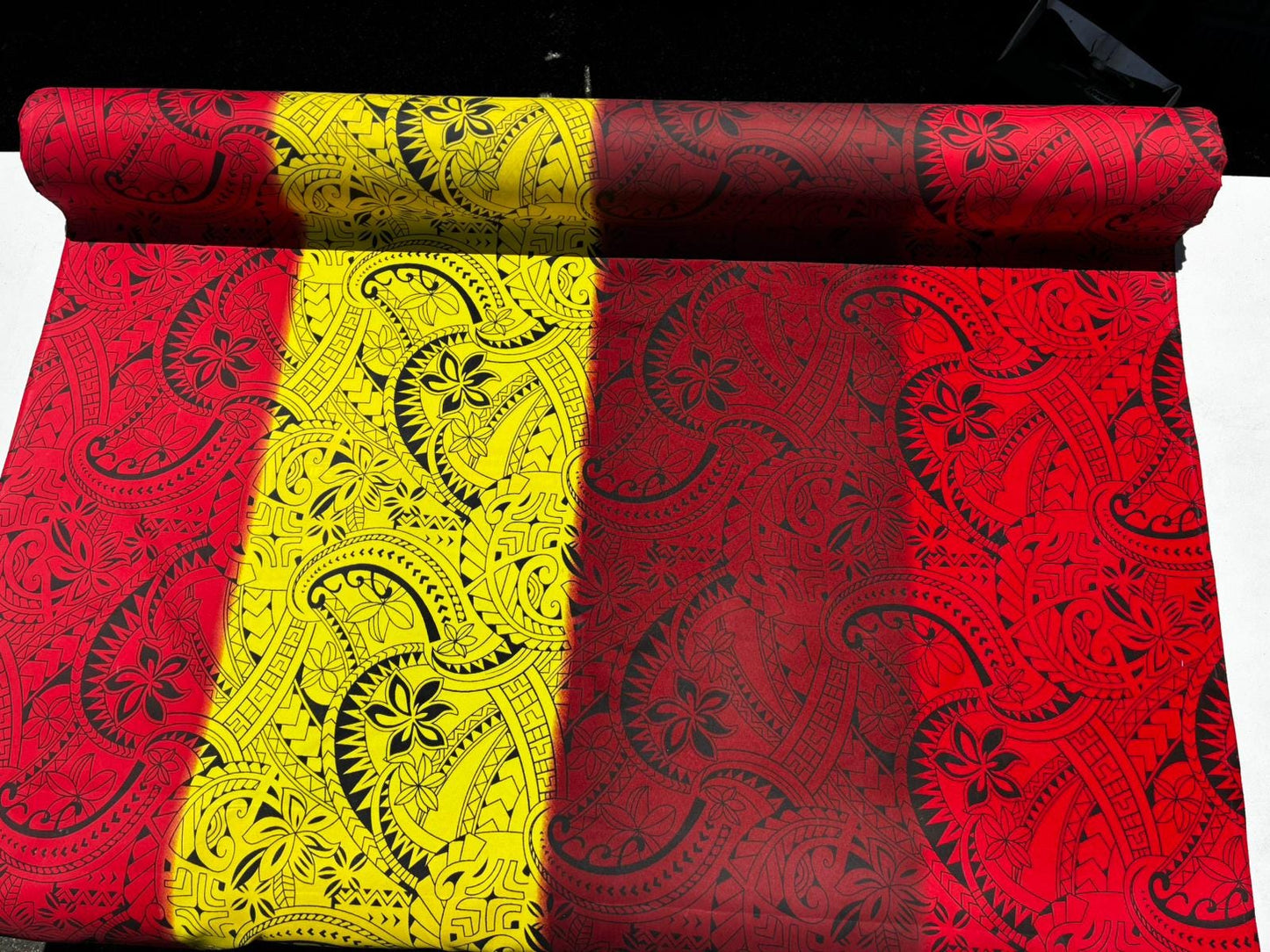 Polynesian Tribal Rasta Fabric – 45” Wide | Lightweight Soft Poly Cotton Feel | Sold by Yard or Roll | Made in Thailand | Island Design | Gtex Fabrics