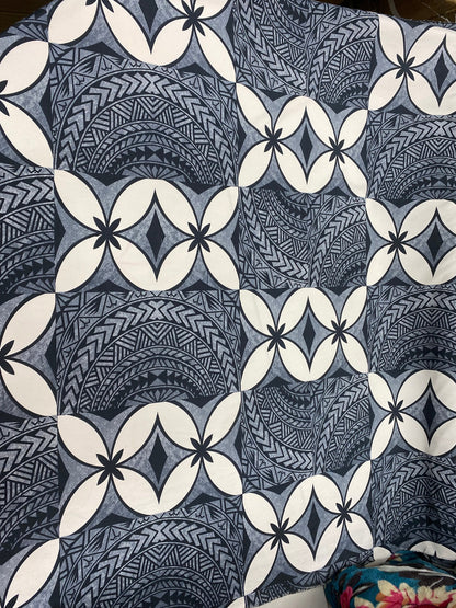New! Polynesian Fabric, Fiji -Tapa Block Print with Tribal Tattoo Design, Island Fabric - Sold by the Yard - Peachskin Fabric 45" | Gtex Fabrics