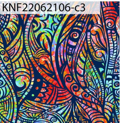 GTEX Collection KNF-06 - Polynesian Fabric -Abstract Tribal, Island Fabric - Sold by the Yard - FDY Peachskin Fabric 58" - New Design   | Gtex Fabrics