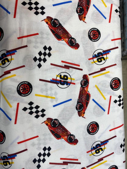 Disney Cars Fabric - Lightning McQueen Tires Toss - 100% Cotton - 43” Wide - Sold by the Yard - Kids Quilting & Crafts Material  | Gtex Fabrics